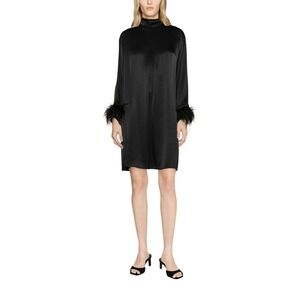 Sleeper Black Party Shirt Dress Long Sleeve Detachable Cuffs Small